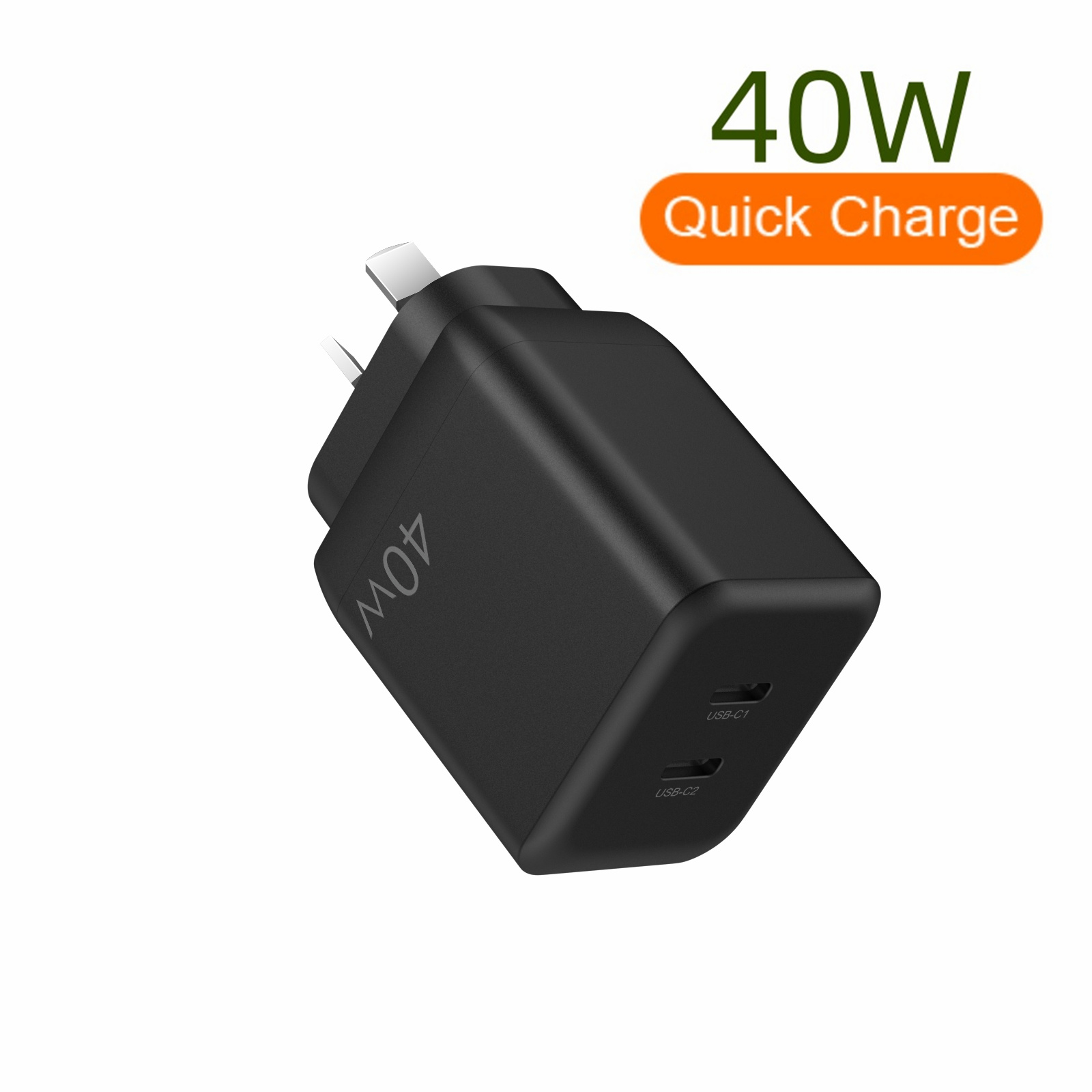  40W GaN PD Portable Adapter 2Type-c Ports  AU Plug Fast Travel Charger for iphone 16