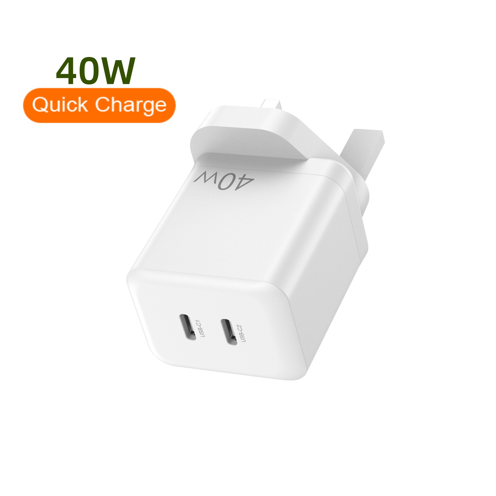  40W GaN Tech PD Portable Adapter 2Type-c Ports US EU UK AU KR Plug Fast Travel Charger for iphone 16 - copy