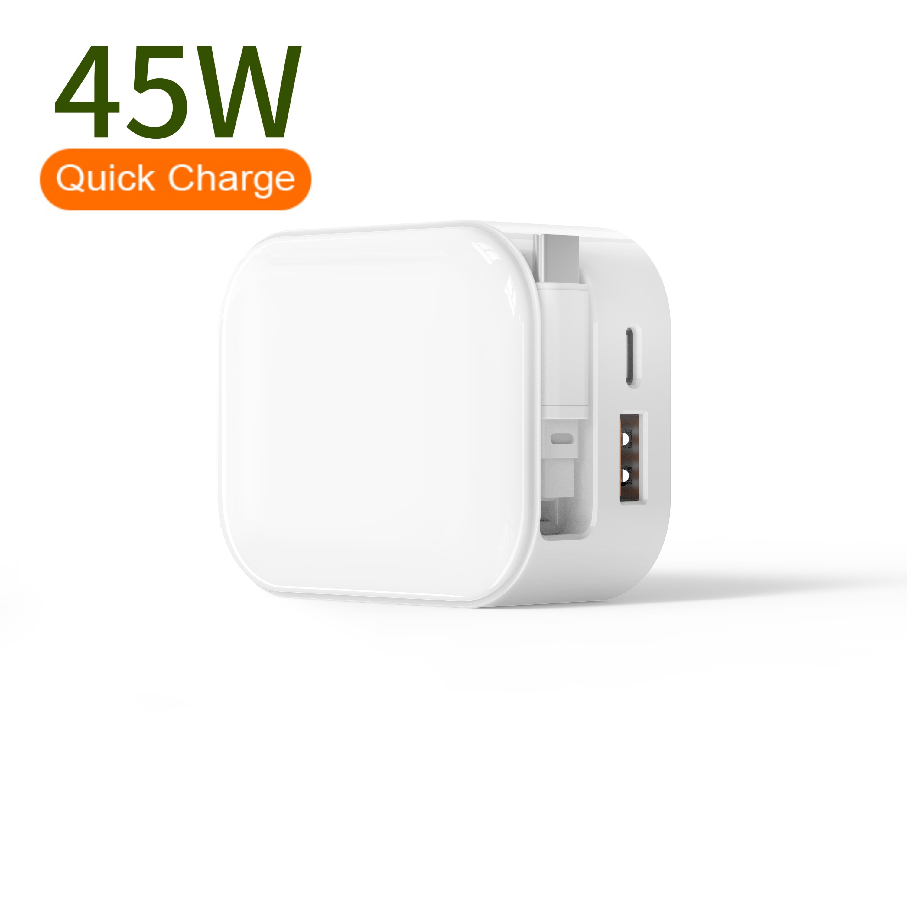 Retractable Phone Charger 45W 1A1C Fast Chargers 