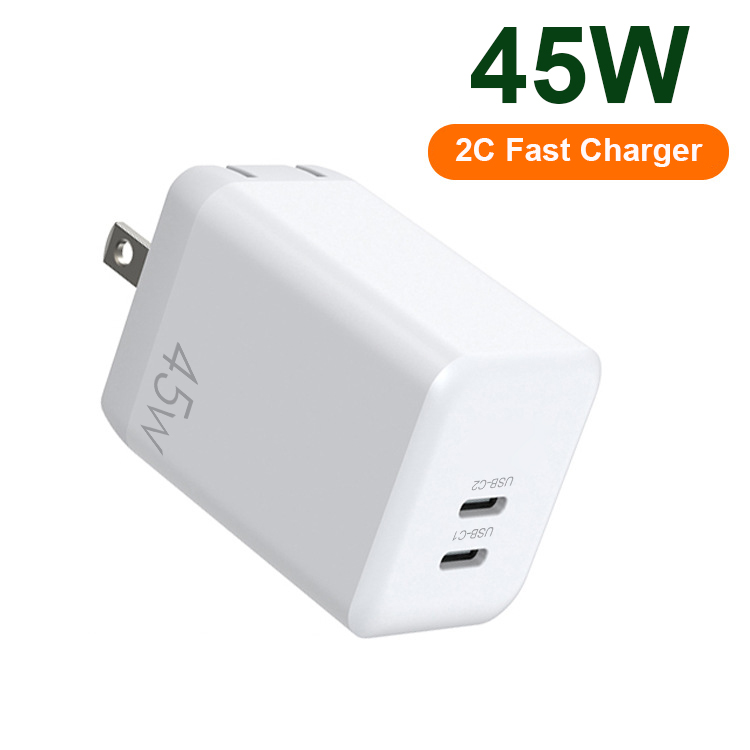 45W Dual USB-C Port Compact Power Adapter 