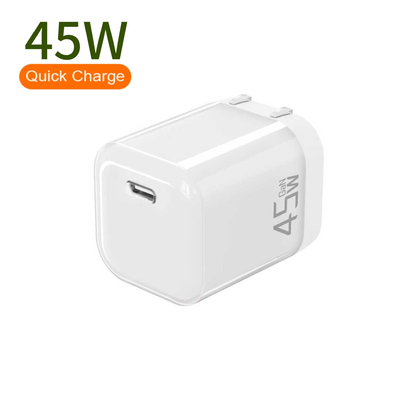 GaN45W 美规折叠脚小冰块水晶壳1c单口充电器  